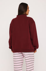 Be Good To Me Mock Neck Sweater Burgundy