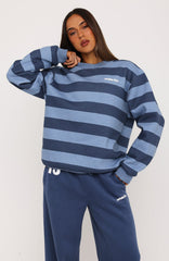 Before It's Too Late V Neck Oversized Sweater Navy/Blue