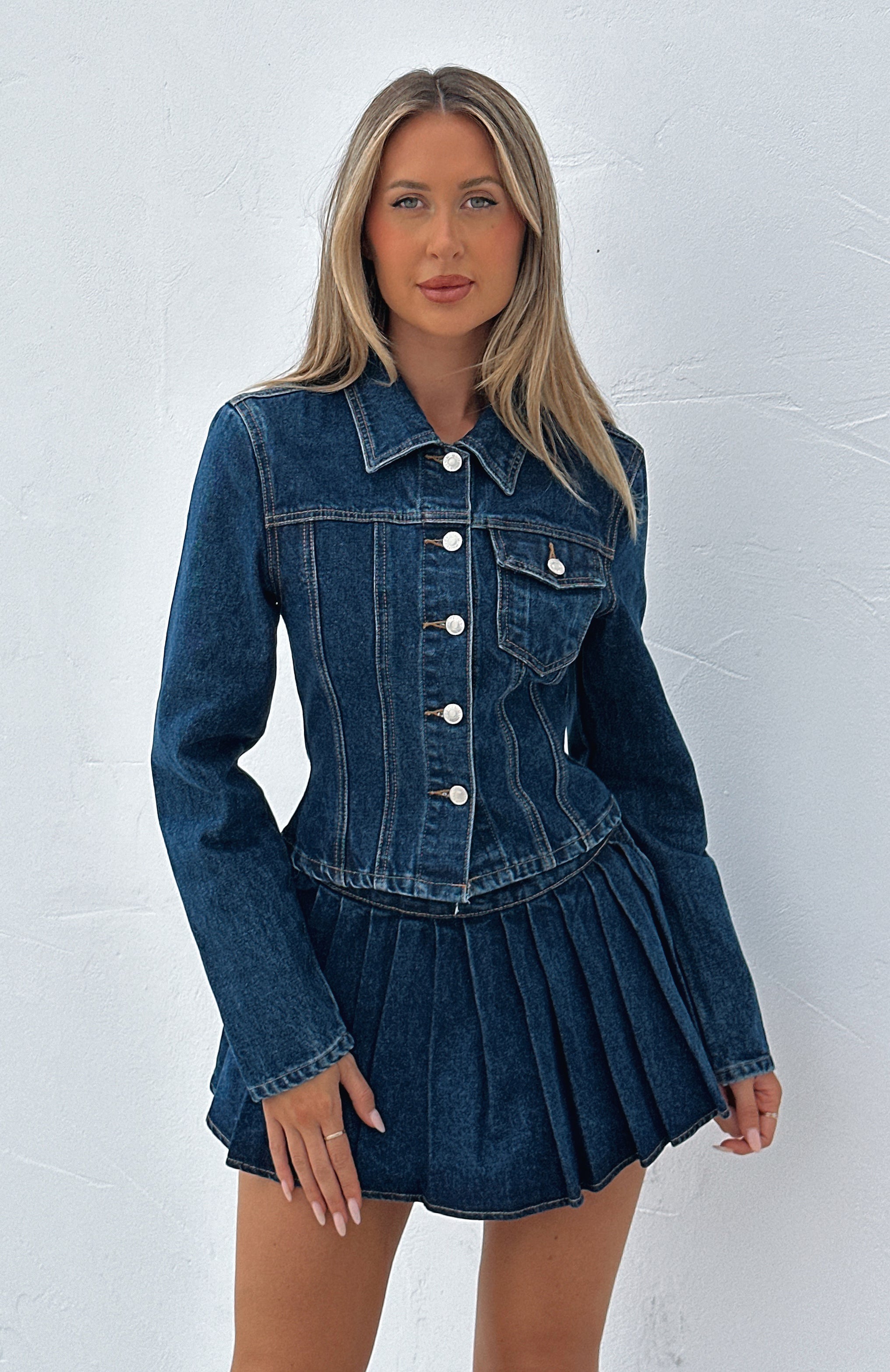 Ayla Denim Mini Skort Dark Blue Wash