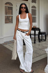 Bring The Style Low Rise Wide Leg Jeans Off White Wash