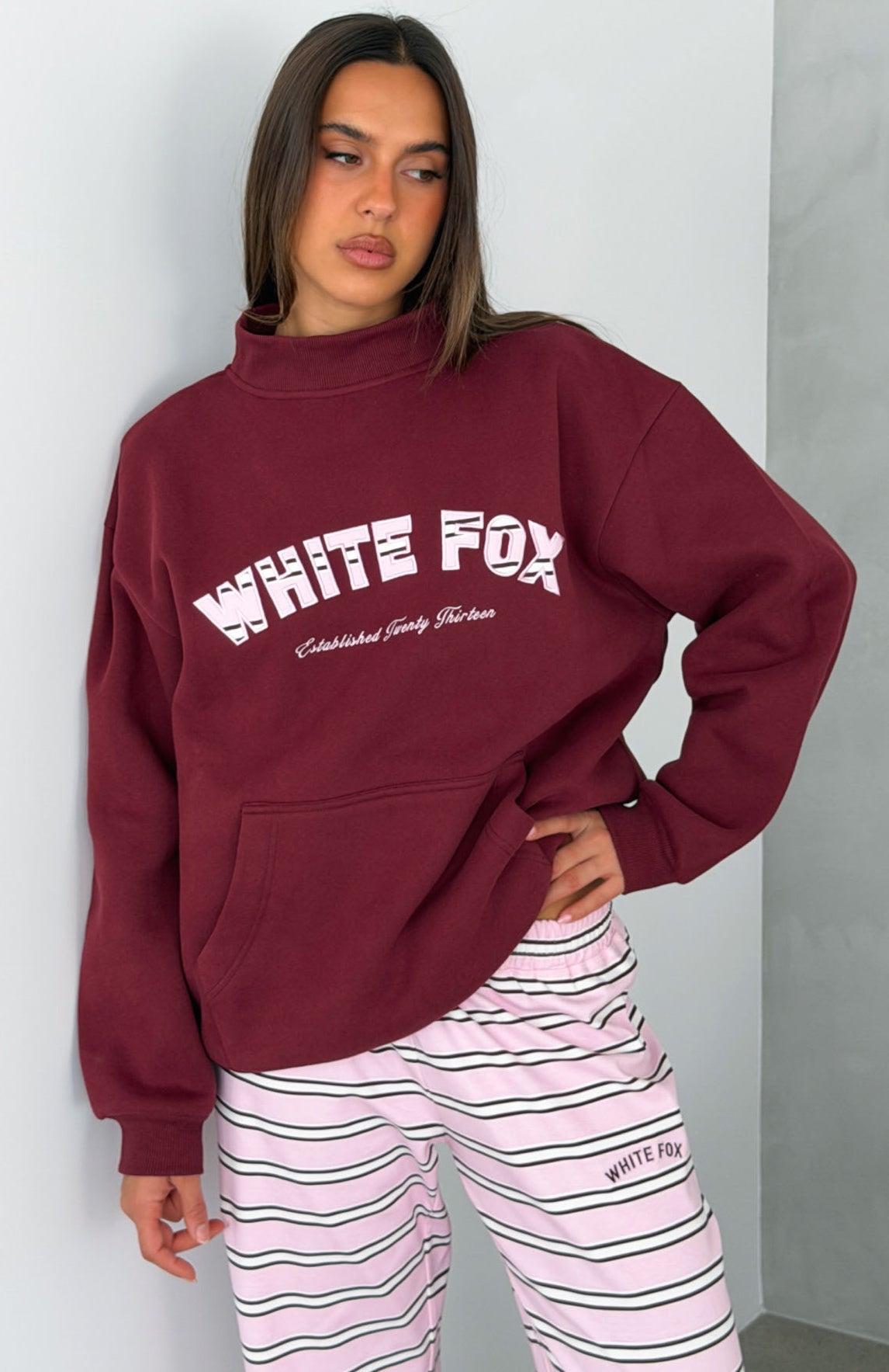 Be Good To Me Mock Neck Sweater Burgundy