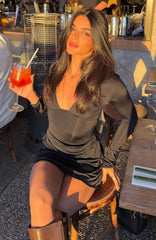 Be Right Back Long Sleeve Mini Dress Black